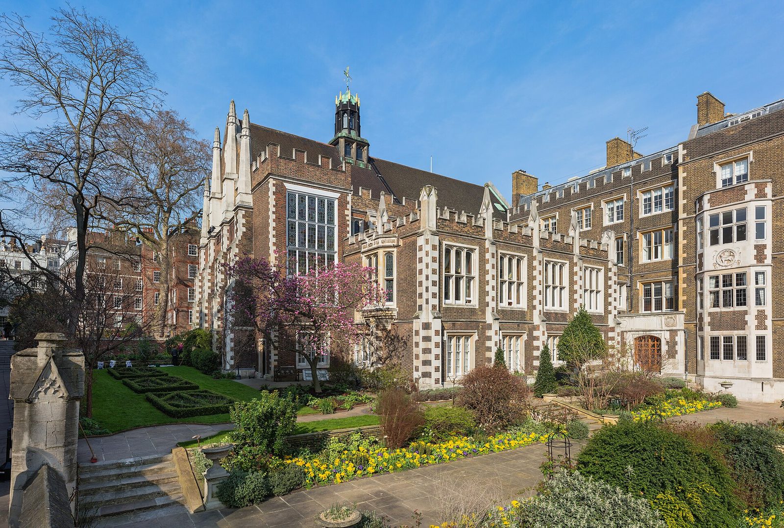 Middle Temple Hall and gardens in the Temple, City of London