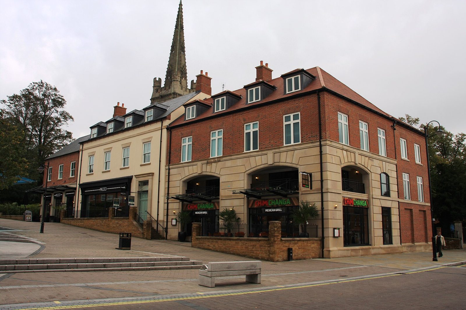 Market Place, Kettering, with the spire of St Peter and St Paul behind